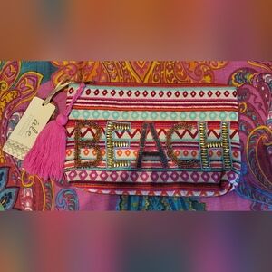 Colorful Beaded Beach Themed Women's Clutch